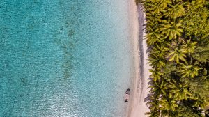 Aerial view of a tropical island.