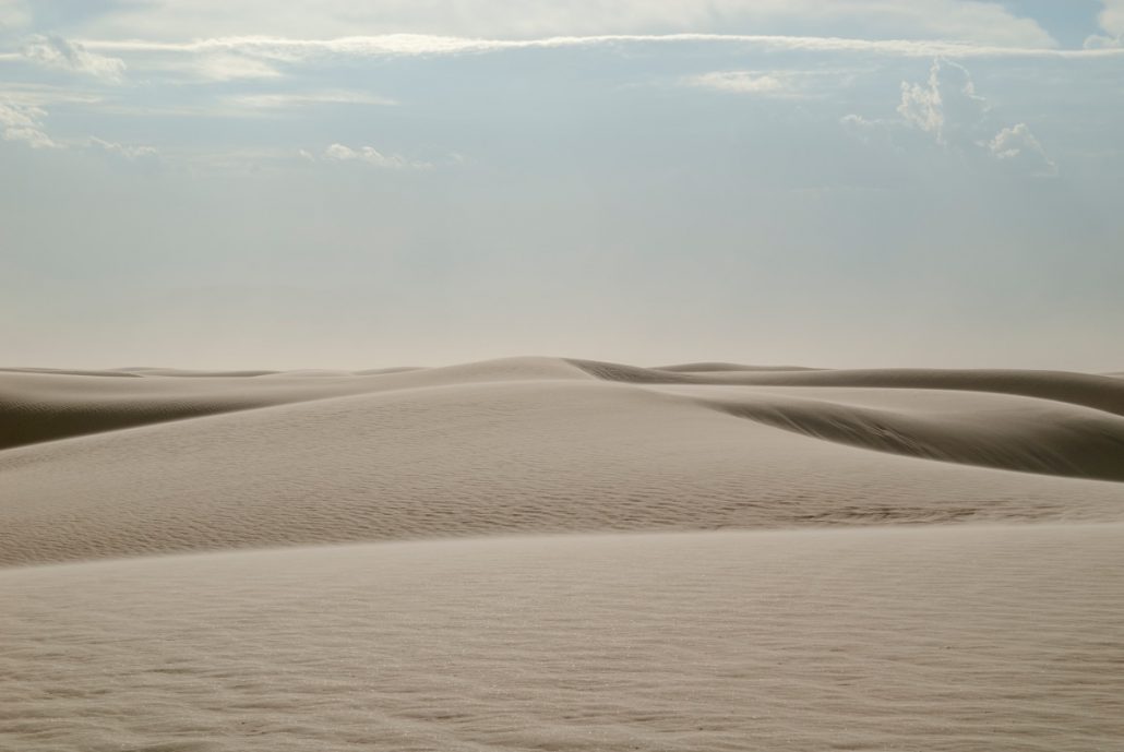 Landscape shot of white dunes.