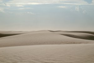 Landscape shot of white dunes.