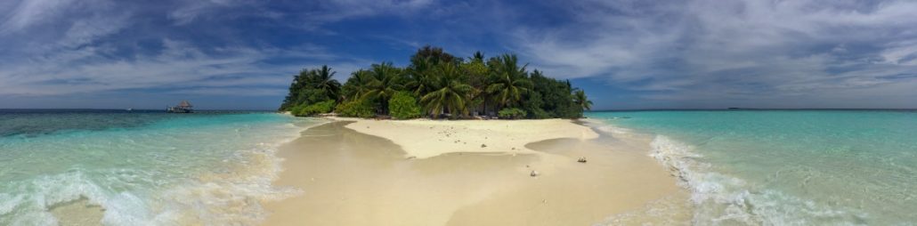 Panoramic view from a palm island.