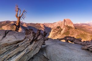 Landscape shot of a mountain landscape in the sunset.