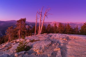 Landscape shot of a mountain landscape in the sunset.
