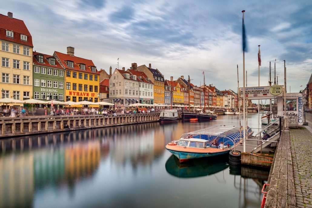 Architecture photograph of the old Nyhavn in Copenhagen, Denmark.