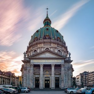 Architecture photo of the Frederiks Church in Copenhagen, Denmark.
