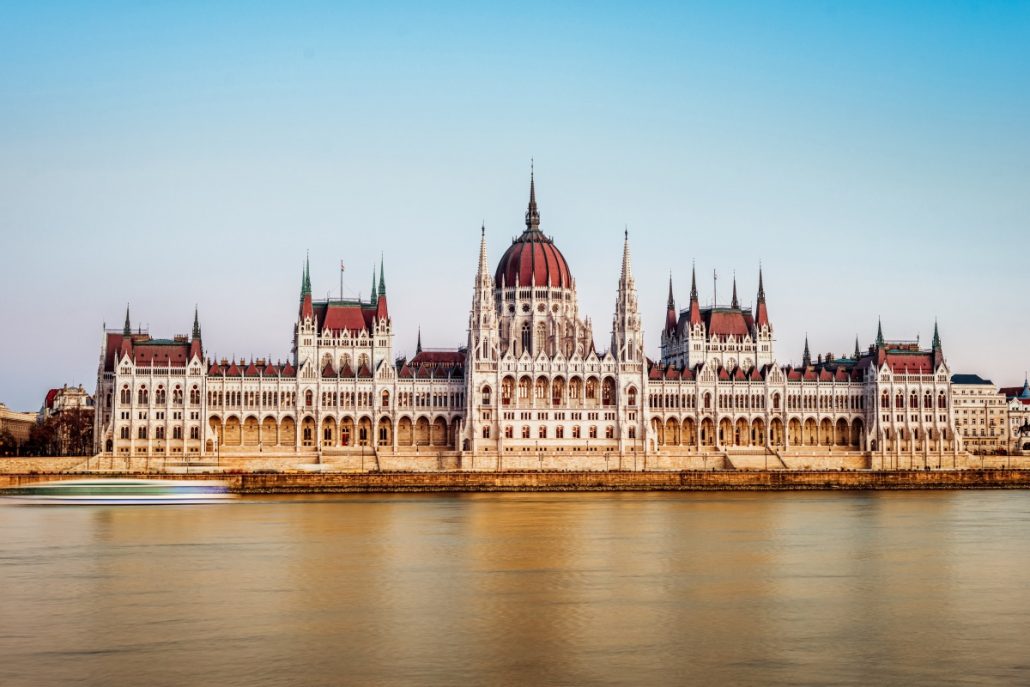 Architecture photograph of the Hungarian Parliament building.