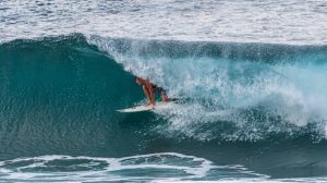Portrait Picture of a surfer in the wave.