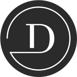Brand logo of dudewithcamera in white.